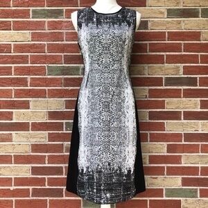 Elie Tahari Sleeveless Black White Print Sheath Dress 👗